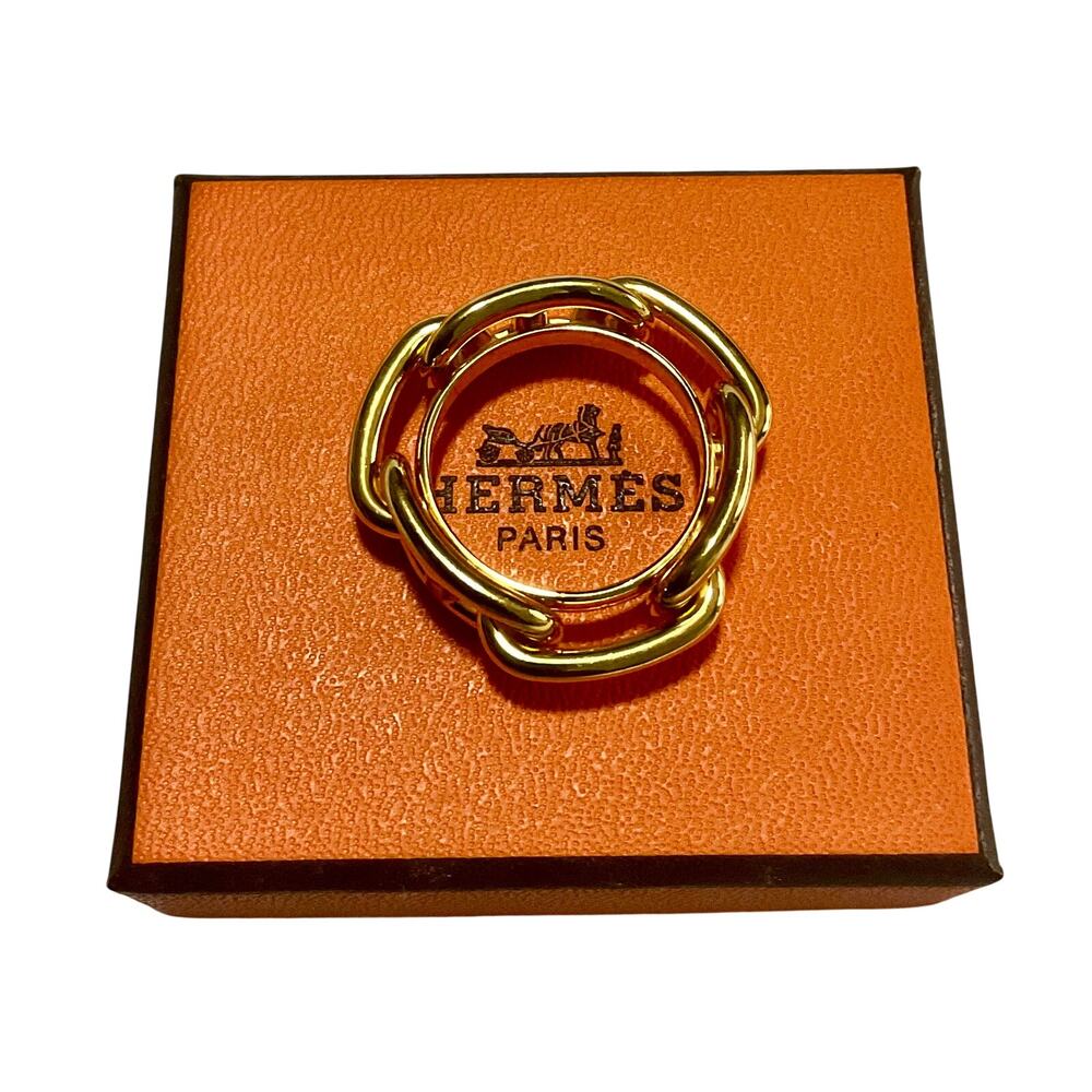 Hermes Chaine d'Ancre Vintage Scarf Ring GD 11.5g W/Box